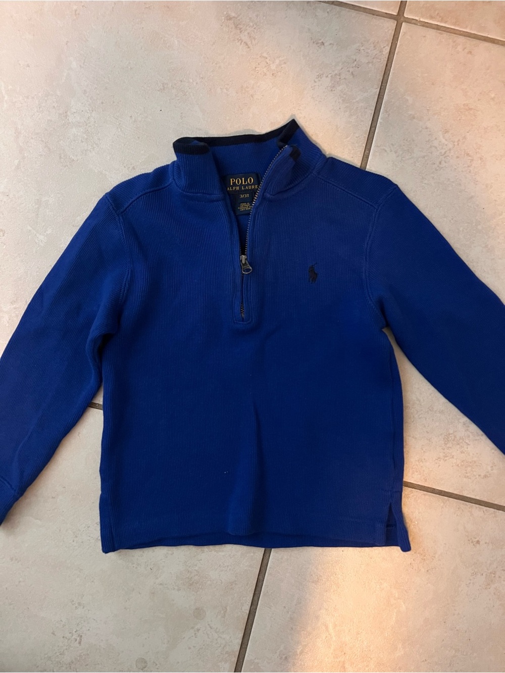 Polo by Ralph Lauren Boys' Blue Quarter-Zip Pullover 3T